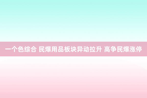 一个色综合 民爆用品板块异动拉升 高争民爆涨停