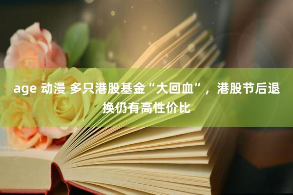 age 动漫 多只港股基金“大回血”，港股节后退换仍有高性价比