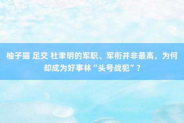 柚子猫 足交 杜聿明的军职、军衔并非最高，为何却成为好事林“头号战犯”？