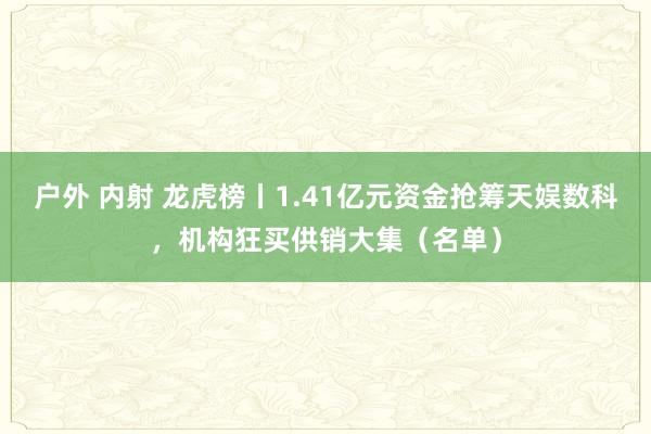 户外 内射 龙虎榜丨1.41亿元资金抢筹天娱数科，机构狂买供销大集（名单）