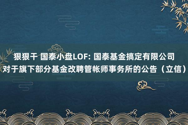 狠狠干 国泰小盘LOF: 国泰基金搞定有限公司对于旗下部分基金改聘管帐师事务所的公告(立信)
