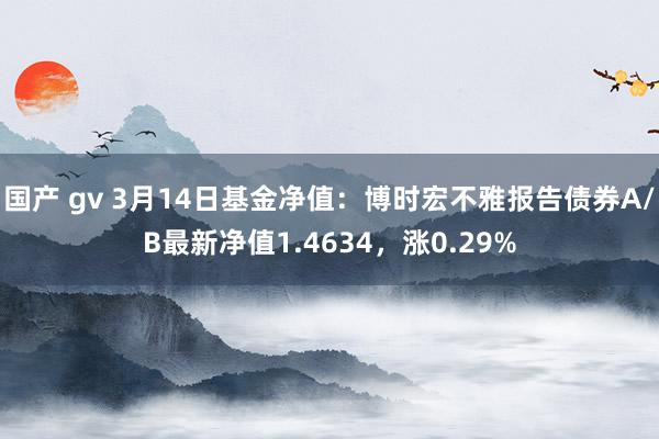 国产 gv 3月14日基金净值：博时宏不雅报告债券A/B最新净值1.4634，涨0.29%