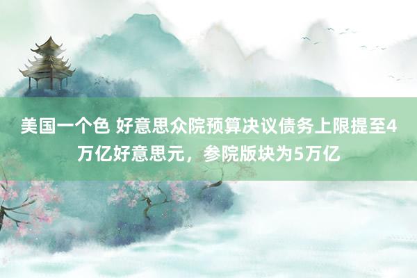美国一个色 好意思众院预算决议债务上限提至4万亿好意思元，参院版块为5万亿