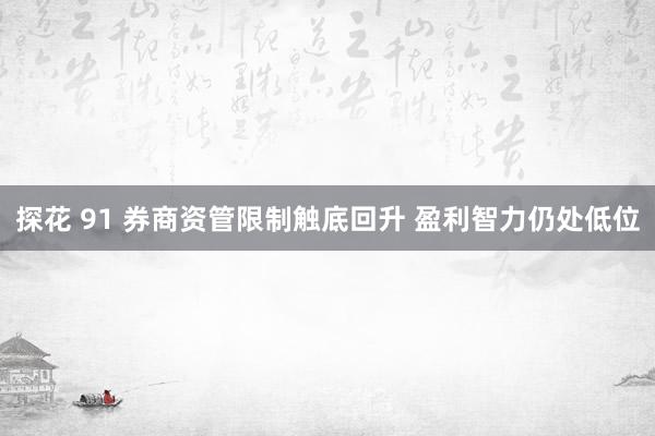 探花 91 券商资管限制触底回升 盈利智力仍处低位